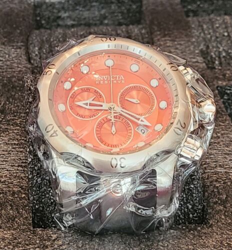 Pre-owned Invicta Venom 46459 53.7mm Watch Light Orange Dial With 8 Slot Dive Case.