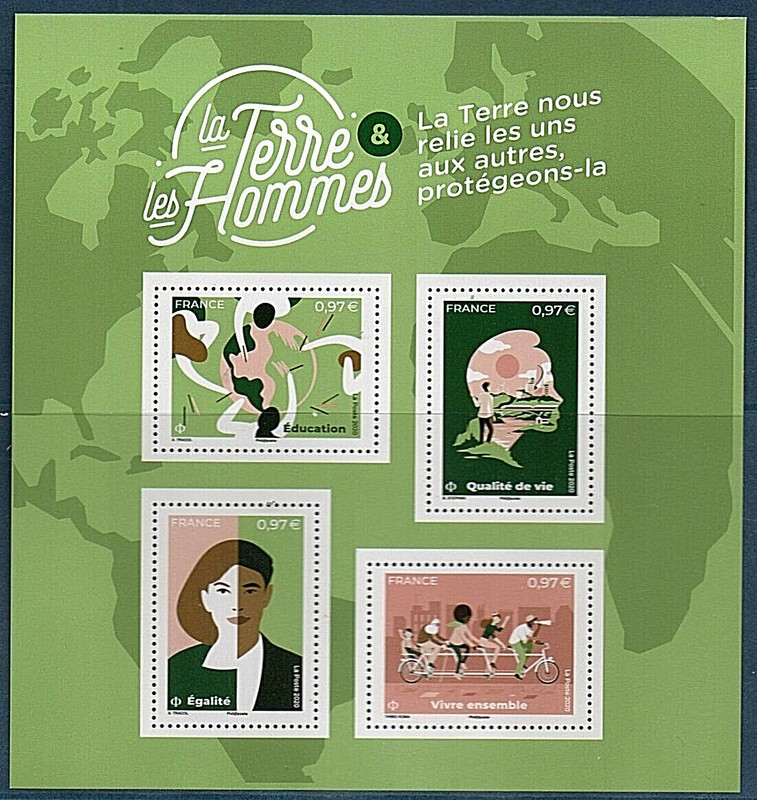 Bloc F5424 Ou Serie 5424-5427 Neuf Xx La Terre, Les Hommes Protection Planete