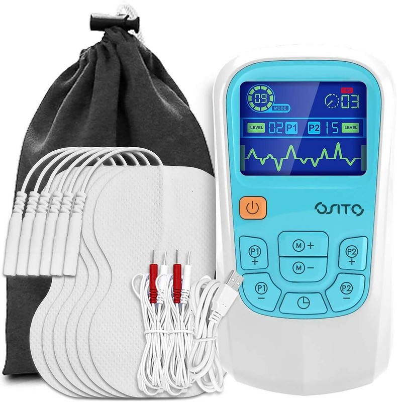 Dual Channel TENS Unit Muscle Stimulator EMS with 8 Electrode Blue eBay