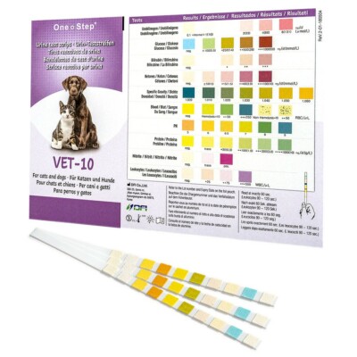 Pet Urine Test Strips | Vet, Cat, Dog | 10 Parameter Urinalysis | 5 or 15 Strips