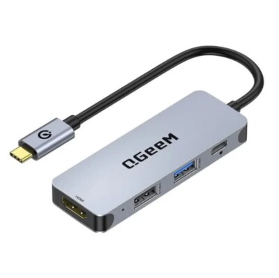 QGeeM 4-in-1 USB C Hub Adapter With 4K USB C To HDMI Hub, 100W Power M4V03 !!