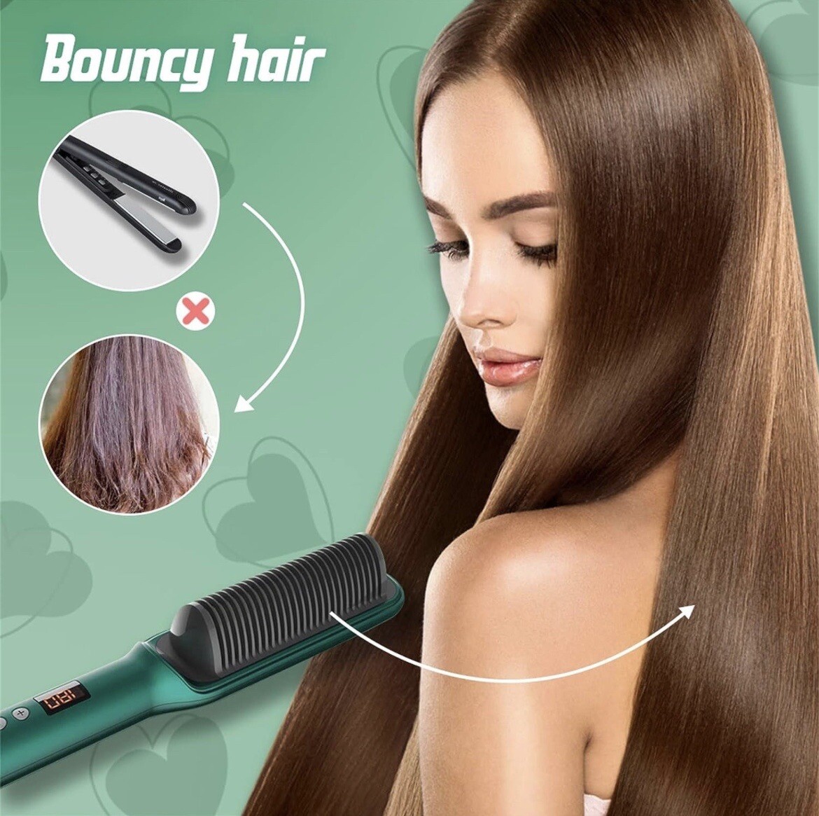 Hair Straightener Brush Straightening Curler Hot Comb Electr