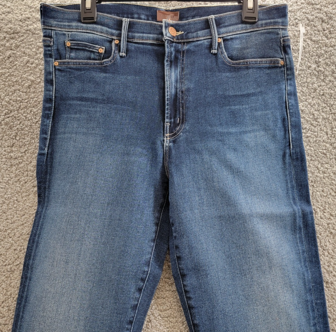 MOTHER The Outsider High Rise Ankle Fray Flare Jeans Women's 32 Uncharted Button - Picture 3 of 18