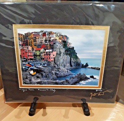 Cinque Terra Italy Yuri Lev Small Harbor Print 10x8'' New Sealed Matted