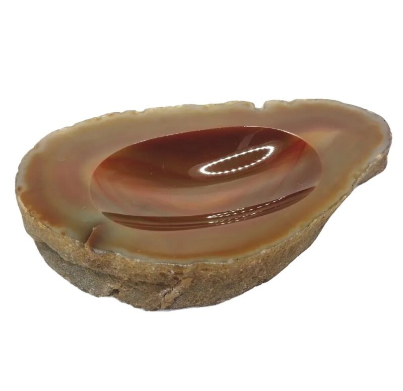 Polished Agate Geode Stone Trinket Dish Ring Jewelry Soap Holder Bowl Ashtray