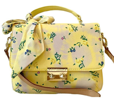 BETSEY JOHNSON XO Staci YELLOW CREAM FLORAL CROSSBODY u0026 Satchel BAG w/  SCARF | eBay
