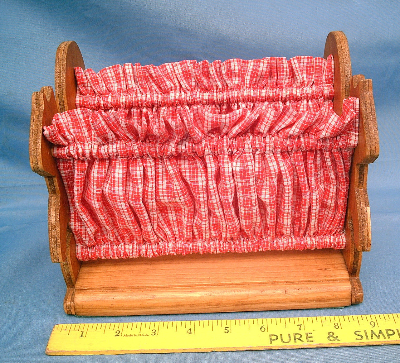 VTG! Set of 2 Hand-Crafted Picnic Wood Design Squirrel Napkin Utensil Holder Lot