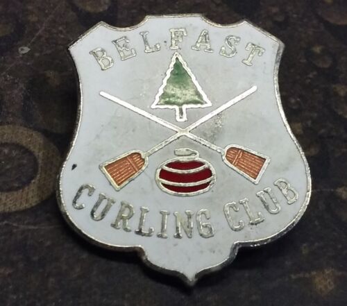 Belfast Curling Club vintage pin badge