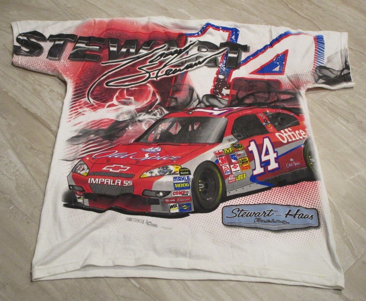 DOUBLE SIDED ALL OVER Chase Authentics Tony Stewart NASCAR Racing T-Shirt Medium