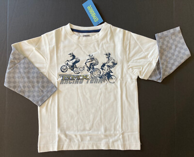 NWT Gymboree 4 4T BMX Racer Racing Team Gray Checkered Double Sleeve Tee