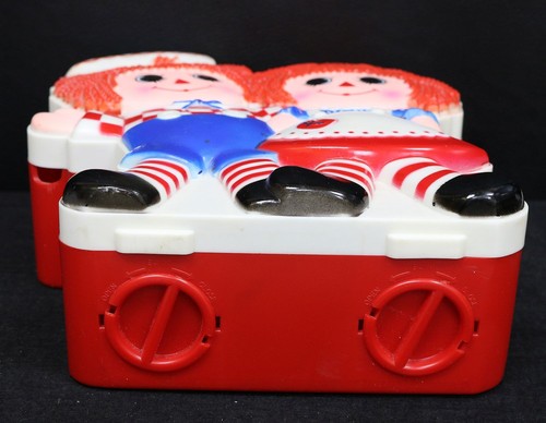 1977 Vintage Raggedy Ann and Andy Dolls Kids Talking Coin Bank Free Shipp #1326