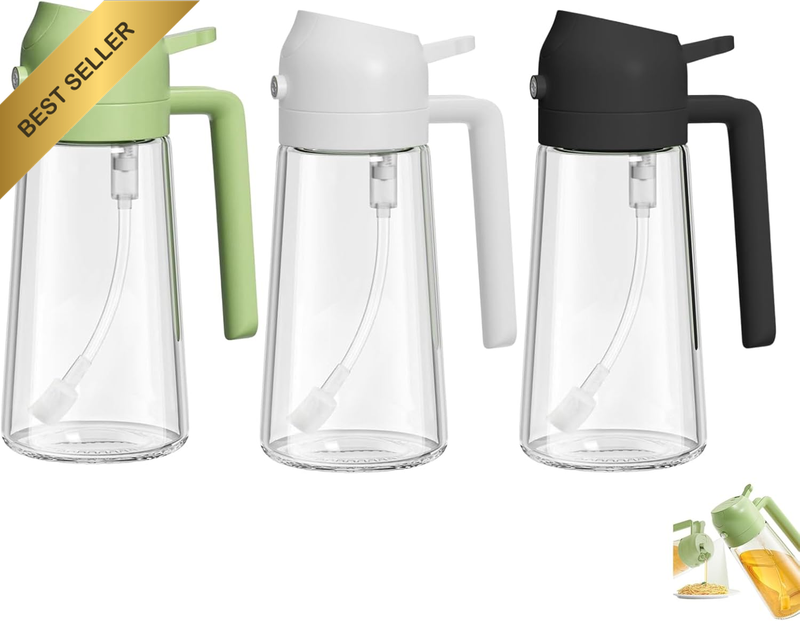3-Pack Olive Oil Dispenser, 470Ml Glass Spray Bottle Set, Oil Dispenser Bottle w