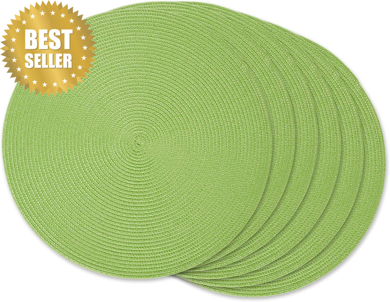 round Braided/Woven, Indoor/Outdoor Placemat/Charger, Set of 6, Lime