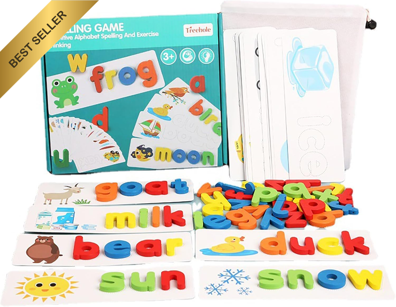 Wooden Alphabet Learning Toy ABC Flash Cards for 3-5 Year Olds
