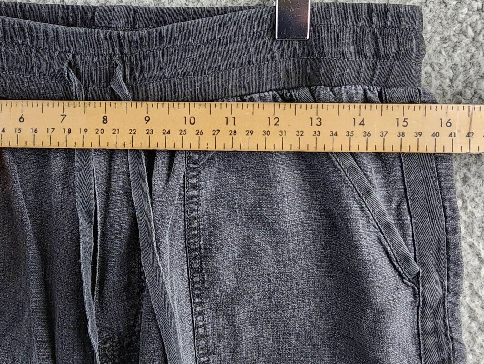 Splendid Lakeside Cropped Jogger Pants Women's M Charcoal Linen Blend Drawstring - Picture 5 of 15