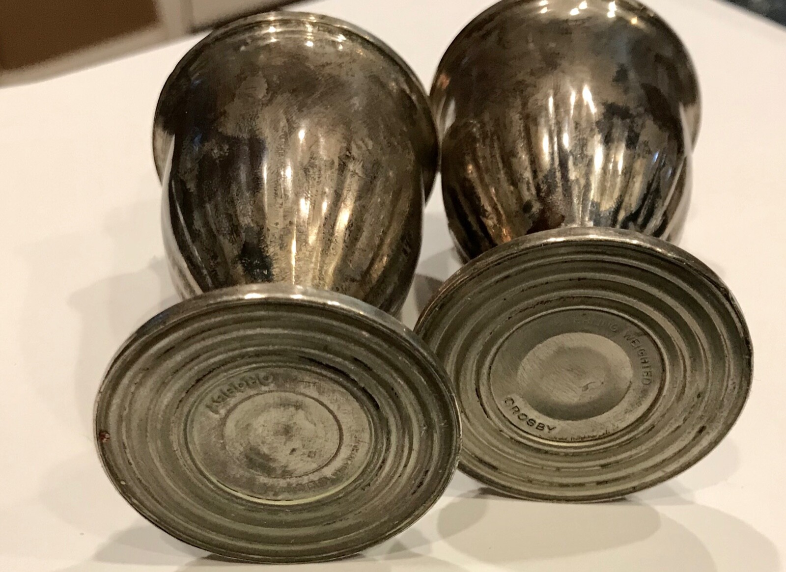 Crosby Vintage Weighted Sterling Silver Salt and Pepper Shakers  Glass Lined