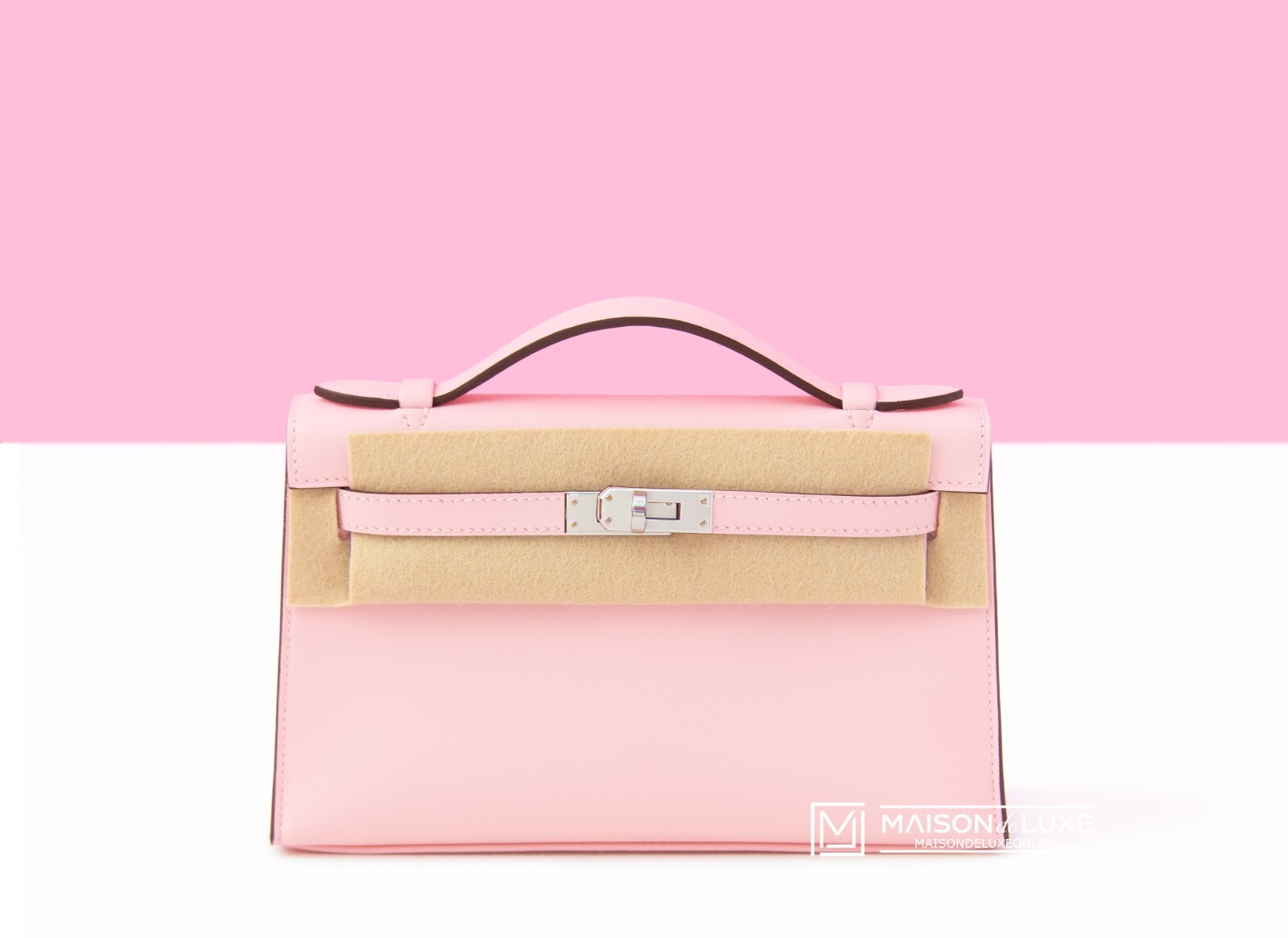 NEW HERMES ROSE SAKURA KELLY POCHETTE GRIS PALE MINI HSS BAG