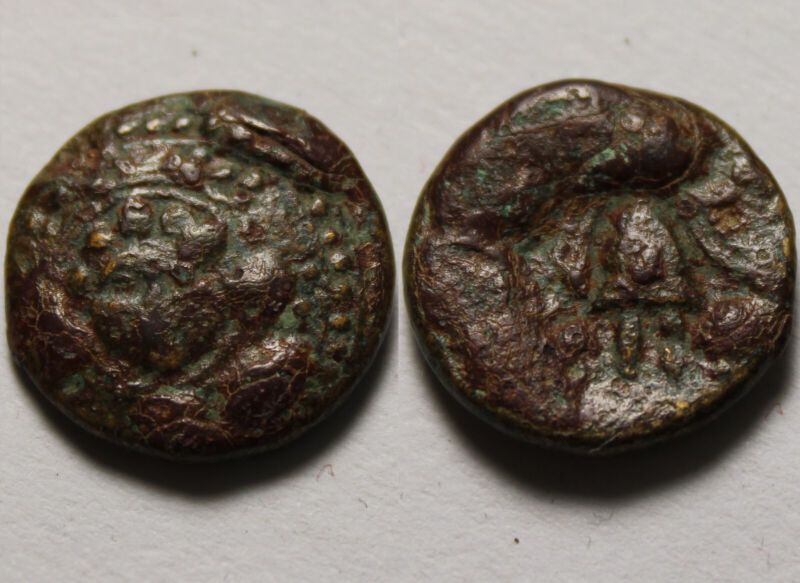 Antigonos 229 Rare Genuine Ancient Greek Anonymous Coin Macedonian Helmet Gorgon