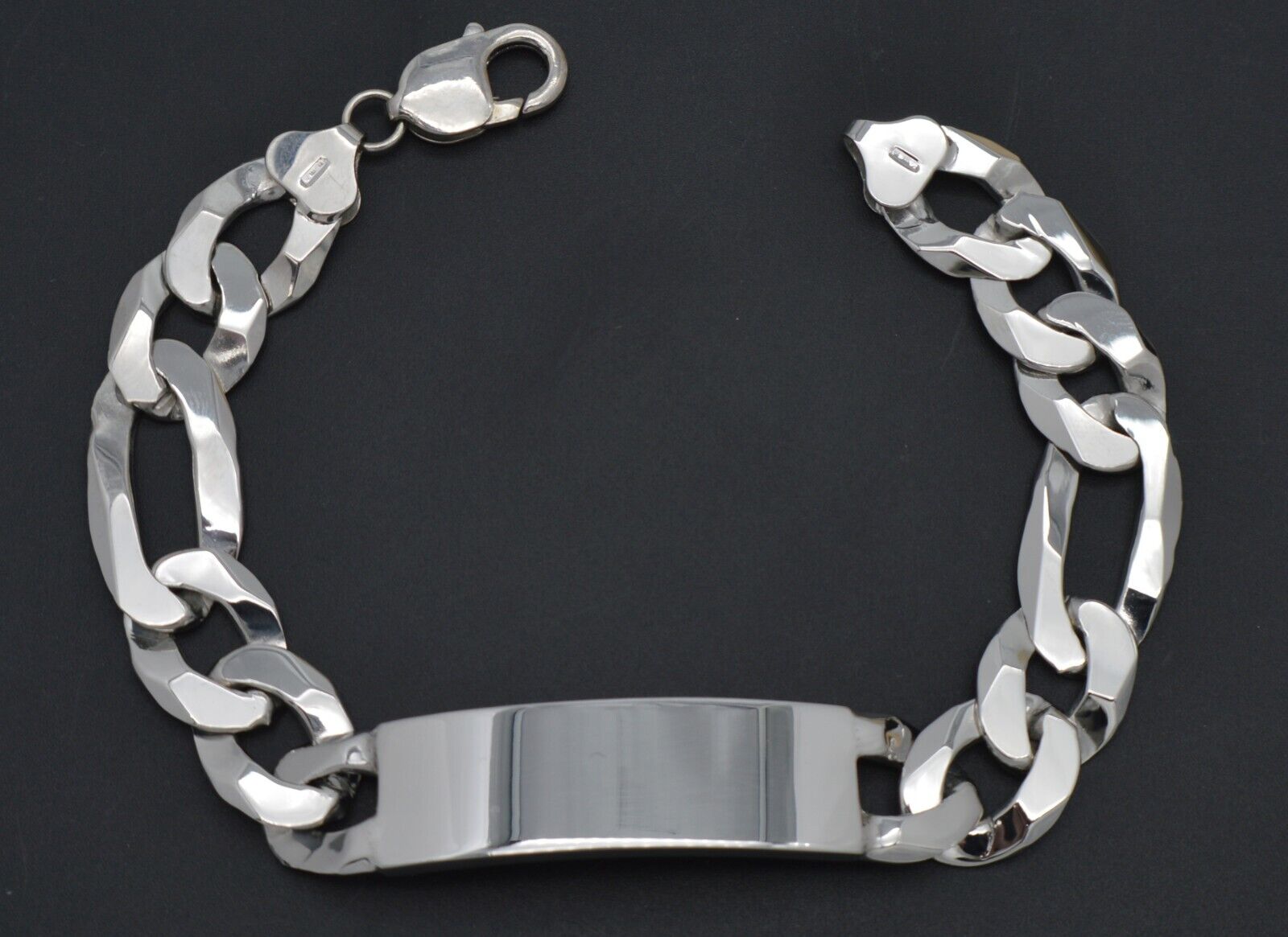 925 Sterling Silver FIGARO Link ID Bracelet Gift Him 13.8mm Chain 46.2g | eBay 925 Sterling Silver FIGARO Link ID Bracelet Gift Him 13.8mm Chain 46.2g | eBay