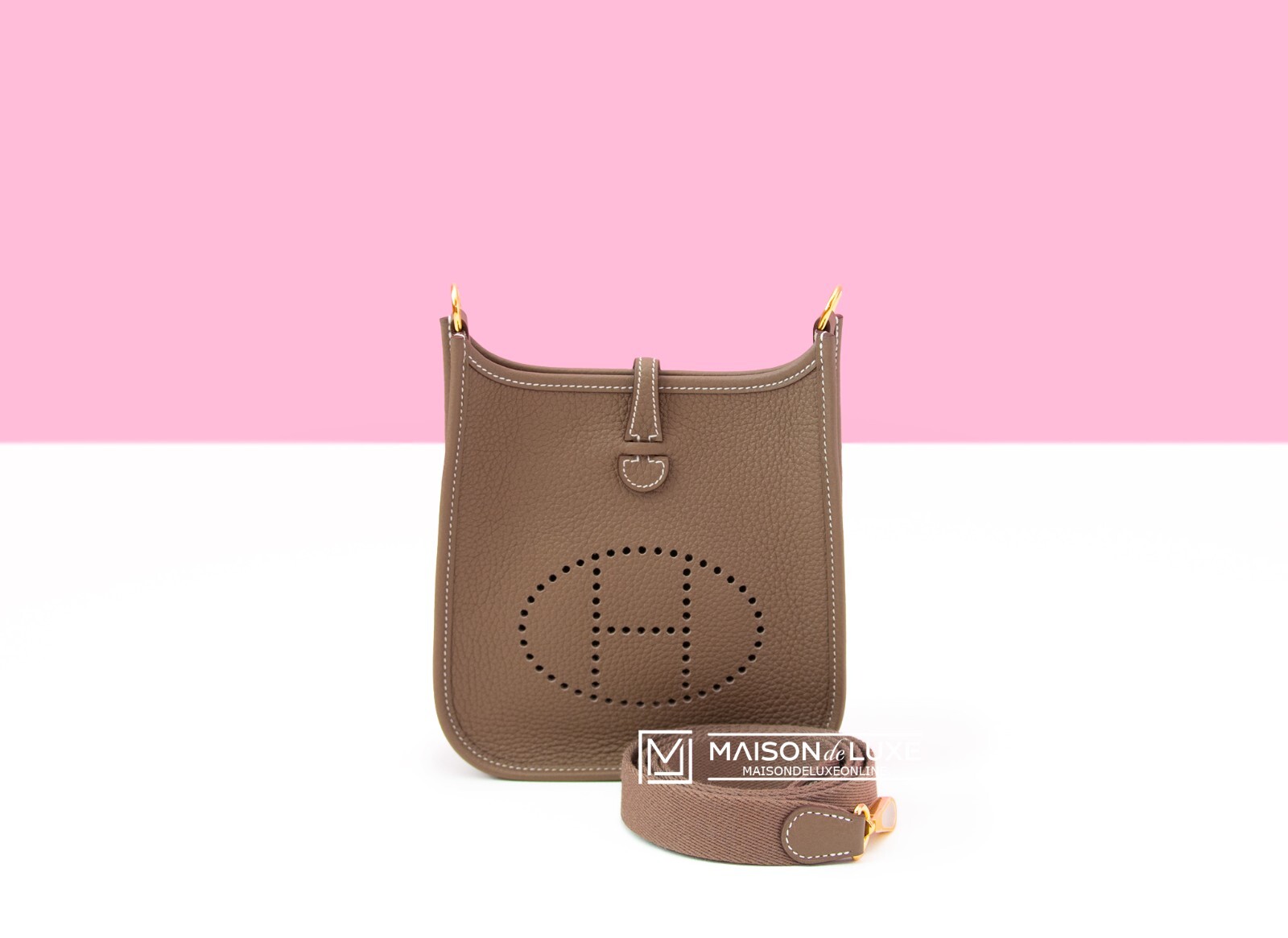 NEW HERMES ETOUPE GRAY AMAZONE MINI EVELYNE TPM 16 BAG GHW