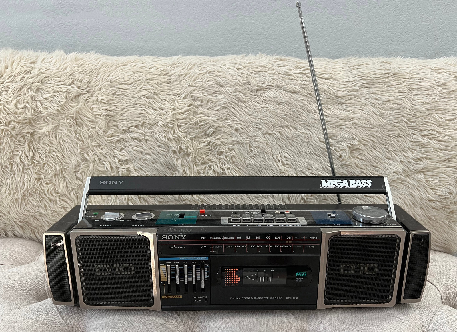 テープラジオ動作確認済 SONY CF6300ソニーラジカセ 昭和レトロ白化