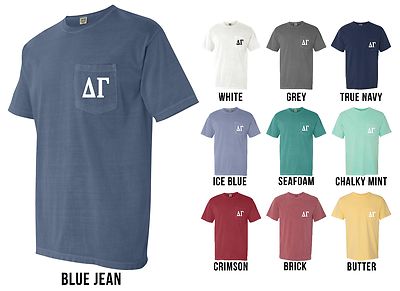 Delta Gamma Sorority DG Letters COMFORT COLORS POCKET Shirt - NEW