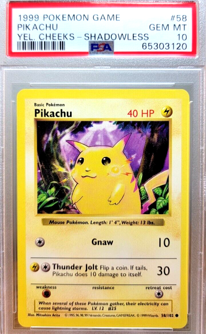 美品　ピカチュウ　Pikachu yellowcheek shadow less Pokémon TCG - PIKACHU Yellow Cheeks - Shadowless - 58/102