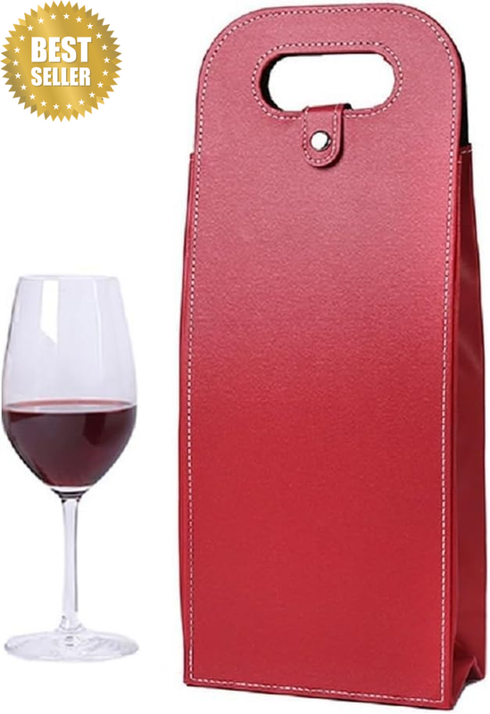 2 Bottle Wine Bag Tote Wine Bags, Reusable Leather Tote Carrier, Leather Bottle