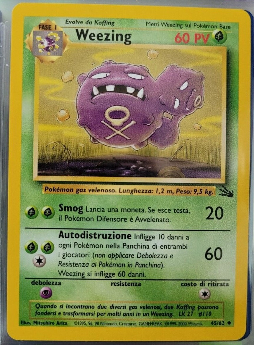Pokemon Card Weezing (Italian) 45/62 Fossil - LP Condition