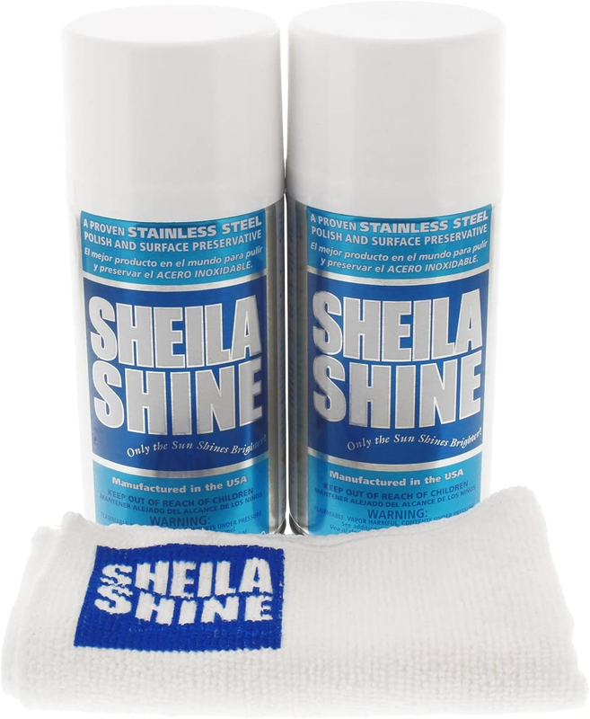 Sheila Shine Bundle: Stainless Steel Cleaner and Polish 10 Oz 2 Pack with Microf