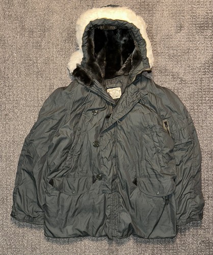 VTG 70s M N-3B Mens Flying Jacket Olive Nylon Parka Extreme