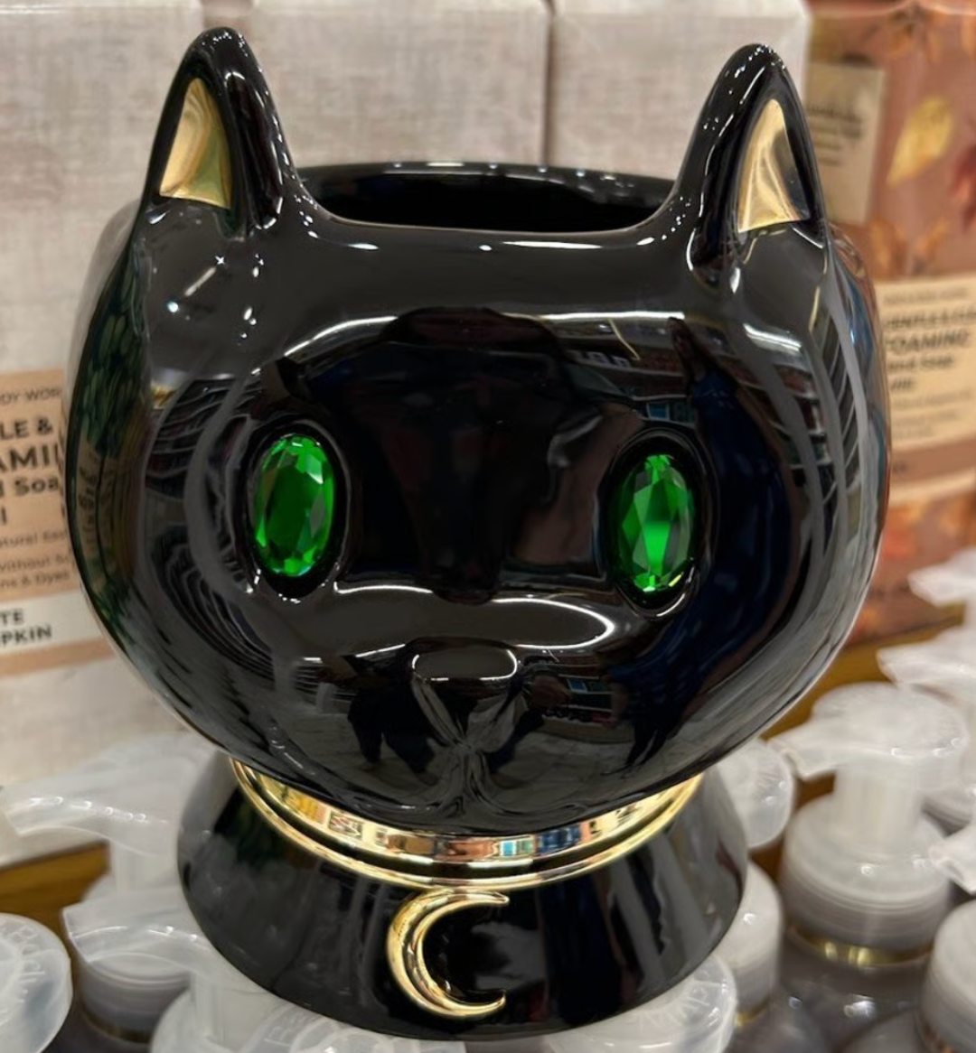 NEW Bath & Body Works Halloween BLACK CAT 3-Wick Candle Holder
