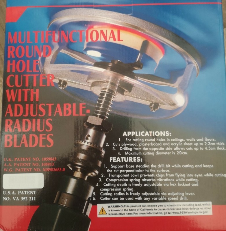Multi Functional Round Hole Cutter With Adjustable Radius Blades