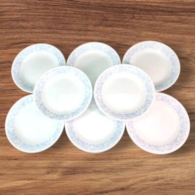 (8) RETIRED Corelle *SEA AND SAND* Blue and Tan 6 3/4''  Bread Dessert Plate Set