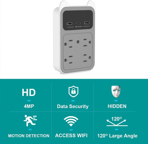 Spy Camera Charger| Hidden Camera Charger | Nanny Cam | 2K HD Wall Outlet - Image 3