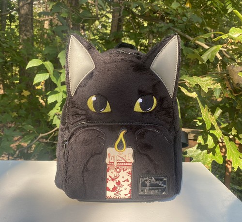 Furry Black Cat in Pumpkin Mini Backpack