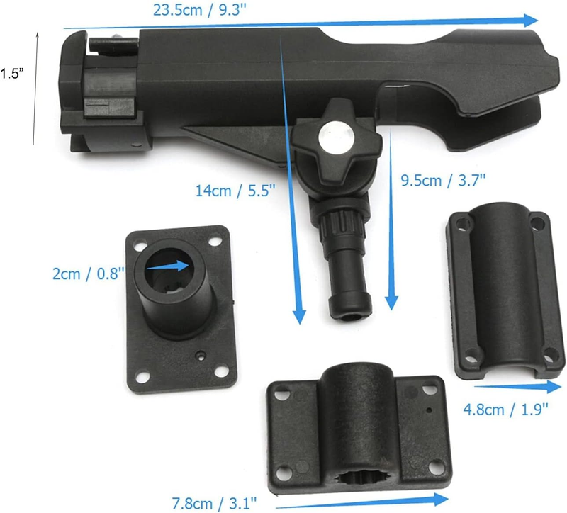 HiUmi Adjustable Black Fishing Rod Holder for Boat Kayak Swivel Side Mount Ki...