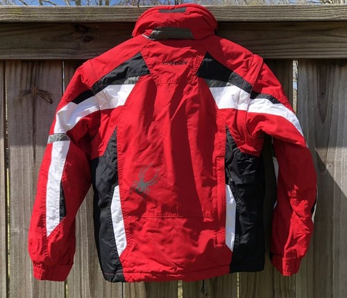 Youth Spyder Ski Jacket Zip Out Sleeves For Vest With Hoodie Snowboard Lined 12