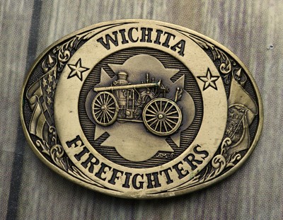 Wichita Firefighters Belt Buckle Award Design Medals Fireman Firemen Fire Truck