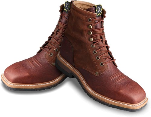 Pre-owned Twisted X Men's 8" Steel Toe Lite Western Work Lacer In Oiled Brown & Rust