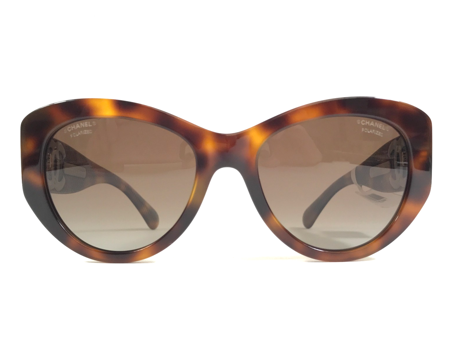 【美品】CHANEL sunglasses BROWN matelasse Chanel Sunglasses 5492-A c.1295/S9 Tortoise Cat Eye w