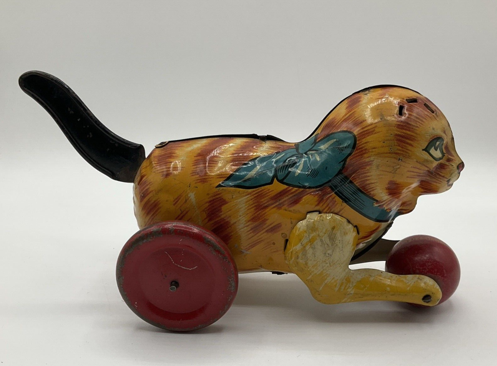 Vintage 1950's Marx Tin Wind Up Toy Cat With Ball | eBay
