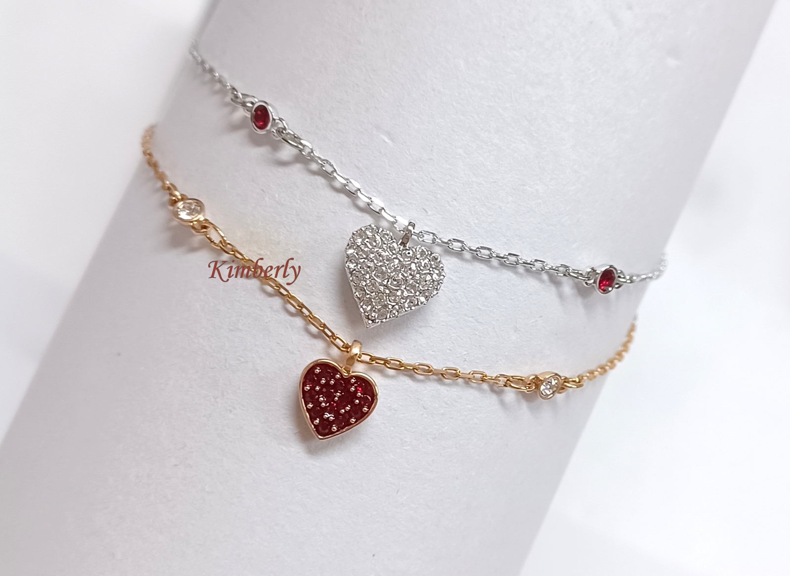 SWAROVSKI★Crystal Wishes Heart ハートブレスレット 2点セット Swarovski 2pcs/Set Wishes Heart Bracelet Clear/Red Crystal