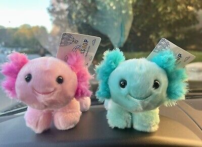 Build A Bear Mint and Pink Axolotl Mini Baby Plush Bundle Lot 2 BAB NWT