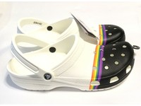 crocs white and rainbow