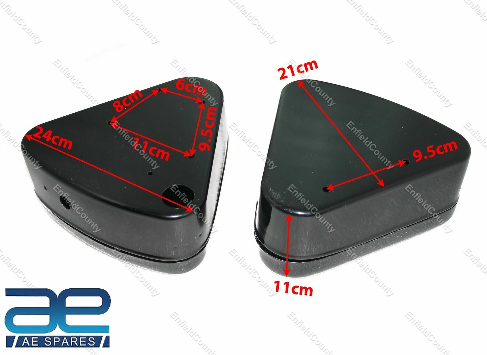 For Royal Enfield Bullet 350 Black Painted Curved Lid Steel Tool Boxes Pair 
