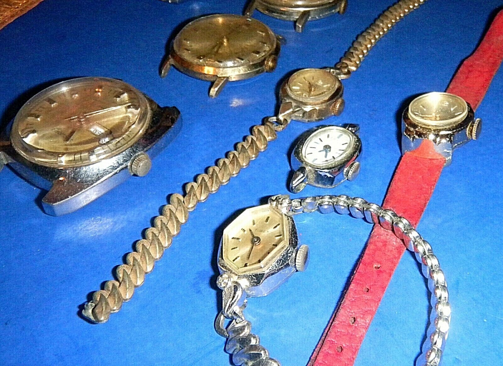 Parts Lot of Once Nice Stem-Wound Watches - Timex, Rex, Avalon, Enzo+ 2 GF Bands