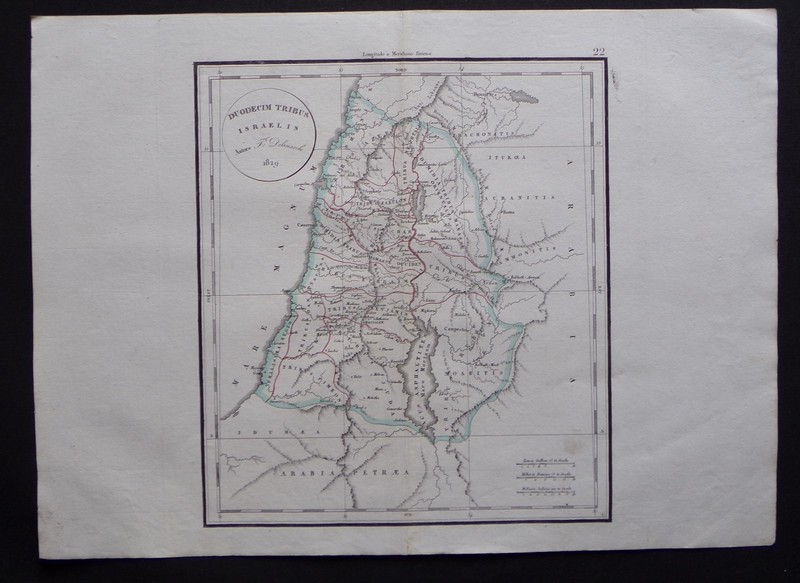 Â§ Carte Duodecim Tribus Israelis - FÃ©Lix Delamarche 1829 