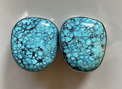 Monroe Jackson Large Powder Blue Matrix Clip Earrings Signed