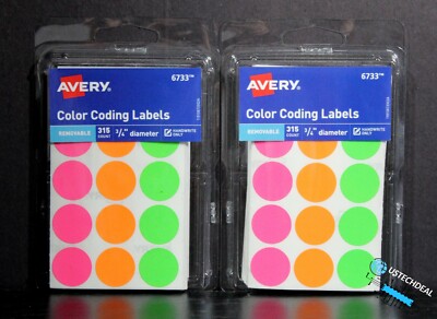 Avery Round Color Coding Labels, 0.75 Inch, Assorted, Removable,Pack of 315 NEW